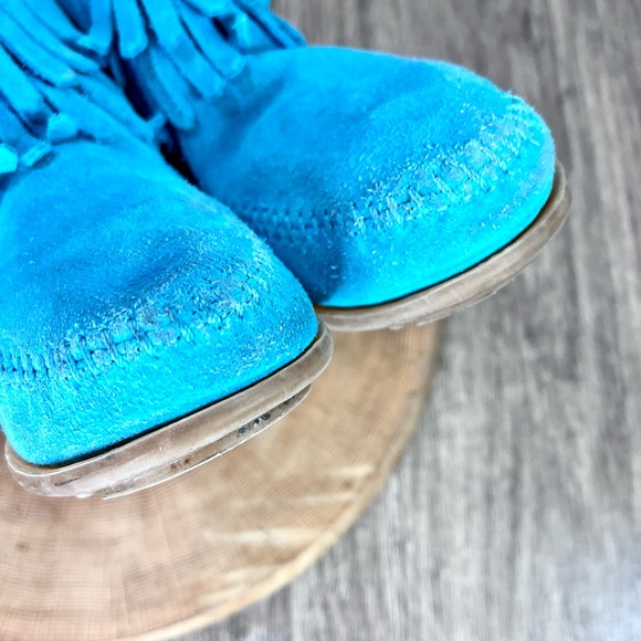 *Minnetonka | 244062 Kids' Double Fringe Side Zip Blue Boots Size 13 Toddler - Picture 16 of 16